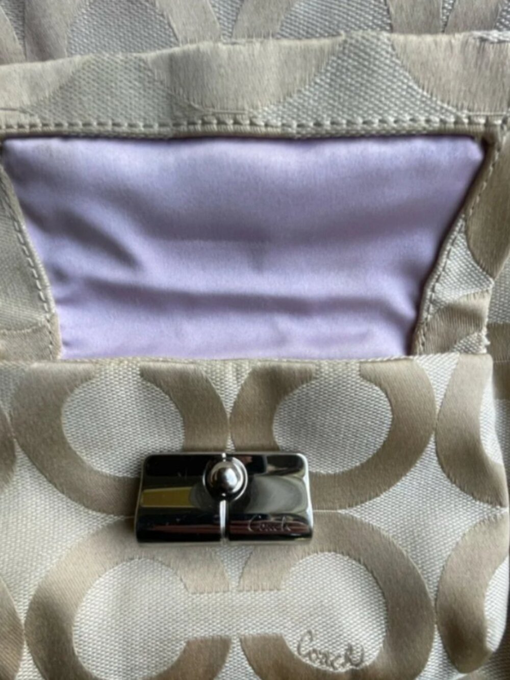Coach Hobo Shoulder/ Crossbody Kristen bag Light Beige/ Sand/Tan Signature - Picture 6 of 7